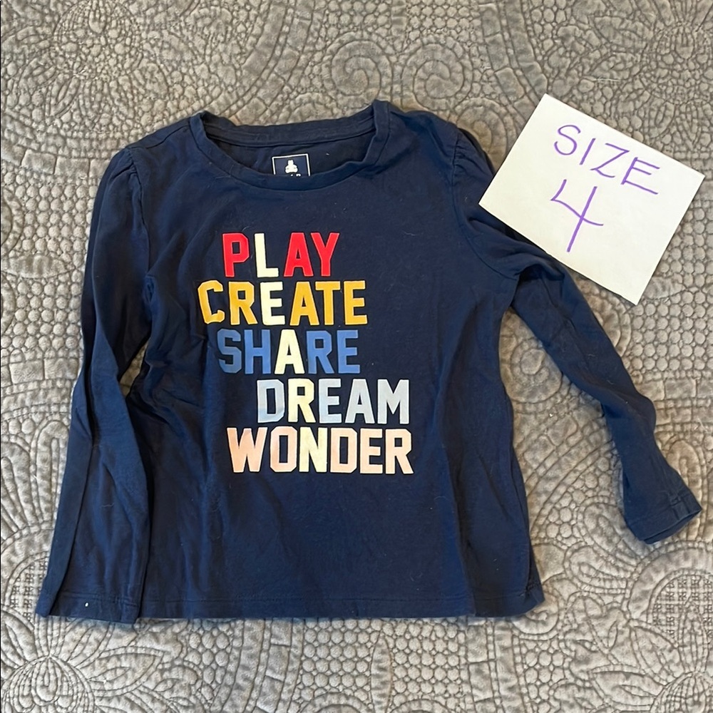 GAP Kids Navy Blue Graphic Long Sleeve Shirt